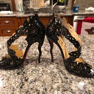 Christian louboutin open toe black Heels